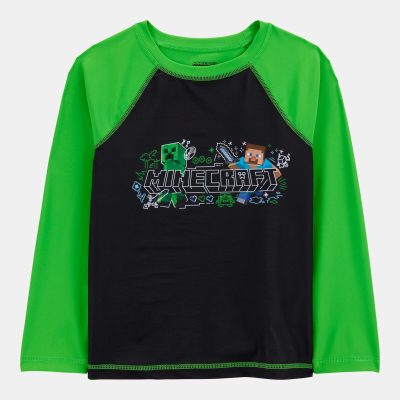 Boys Minecraft® Long-Sleeve Rashguard Swim Top - Green