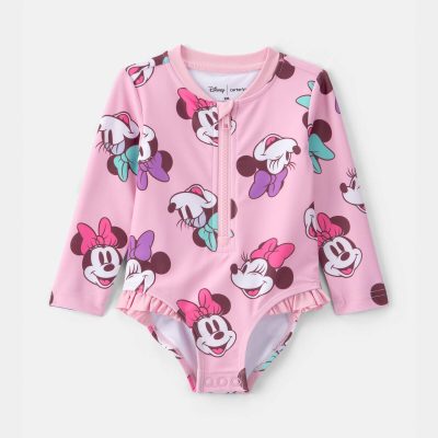 Baby Girl Disney© Minnie Mouse 1-Piece Swimsuit Rashguard - Pink