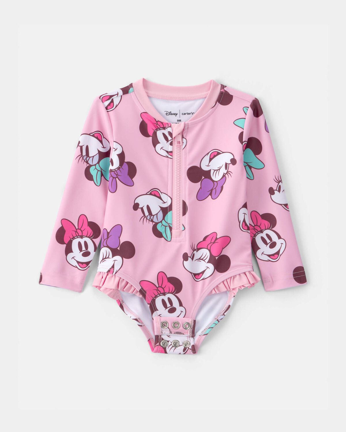 Baby Girl Disney© Minnie Mouse 1-Piece Swimsuit Rashguard - Pink - Image 2