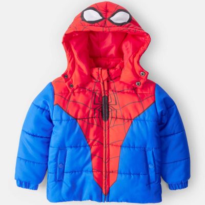 Toddler Boy ©Marvel Spider-Man Hooded Heavyweight Winter Jacket - Red/Blue