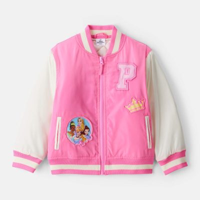 Toddler Girl Disney© Princess Long-Sleeve Varsity Jacket - Pink