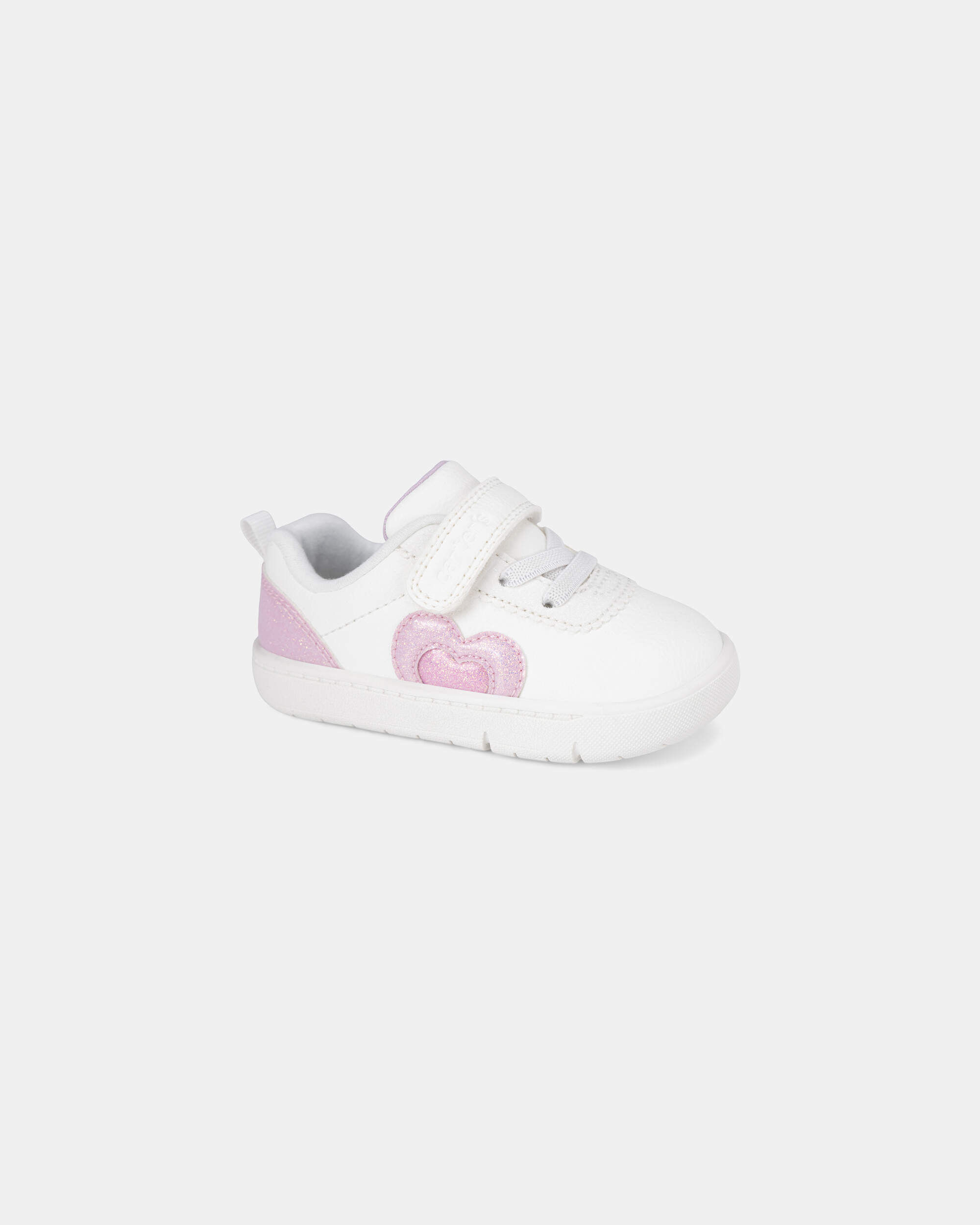 Baby Girl Every Step® First Walker Shimmer Heart Sneakers - White/Pink - Image 6