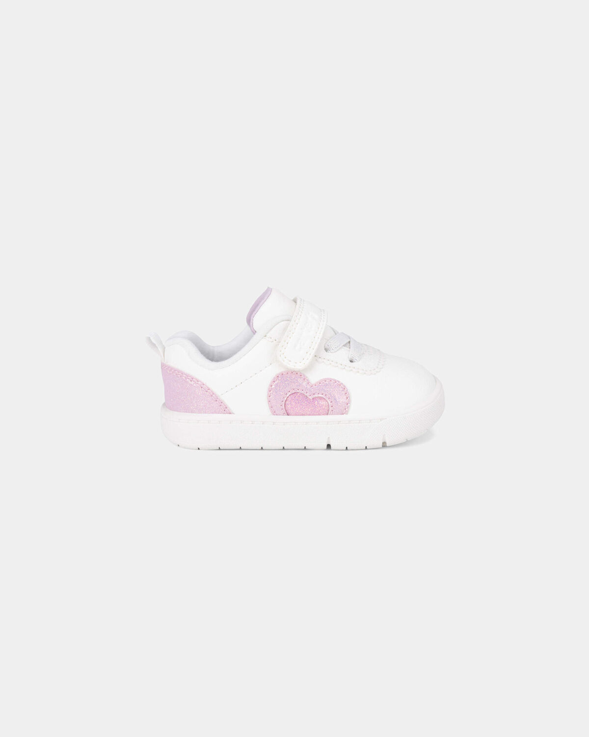 Baby Girl Every Step® First Walker Shimmer Heart Sneakers - White/Pink - Image 2