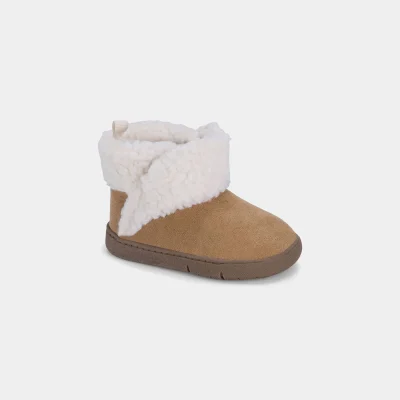 Baby Girl Every Step® First Walker Teddy Fleece Boots - Tan