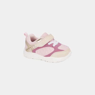 Baby Girl Every Step® First Walker Heart Color Block Sneakers - Pink/Gold