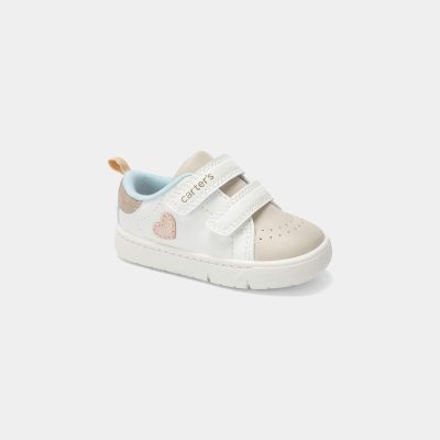 Baby Girl Every Step® First Walker Heart Casual Shoes - White/Tan