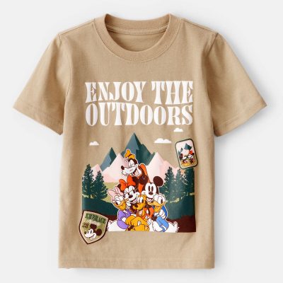 Toddler Boy "Enjoy The Outdoors" Mickey & Friends Short-Sleeve Graphic Tee - Brown