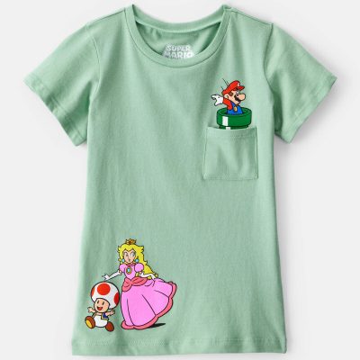 Girls Super Mario Bros™ Princess Peach Short-Sleeve Graphic Tee - Green