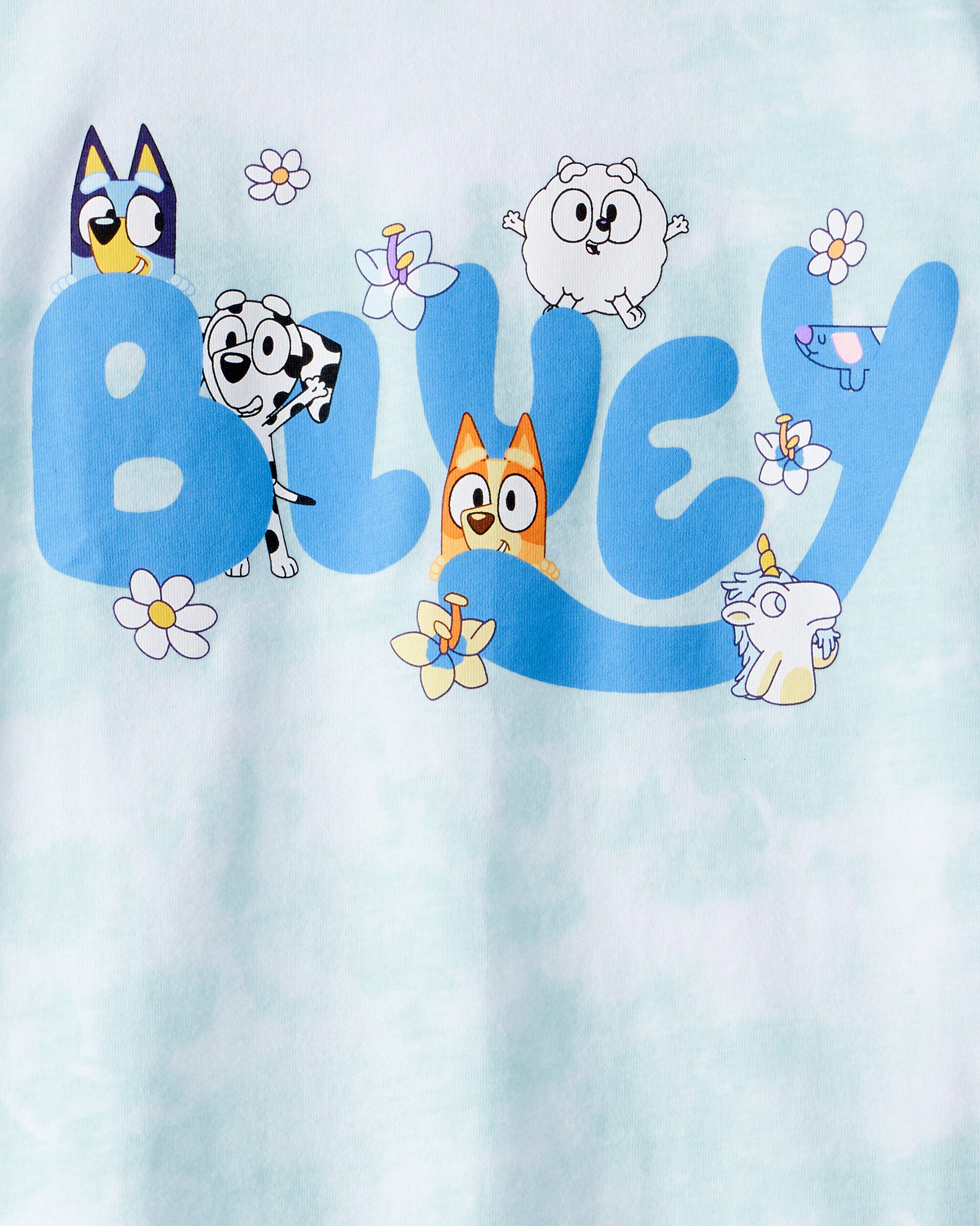 Girls Bluey Tie-Dye Short-Sleeve Graphic Tee - Blue/White - Image 3