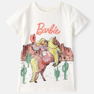 Girls Mattel Barbie Western Cowgirl Short-Sleeve Graphic Tee - White
