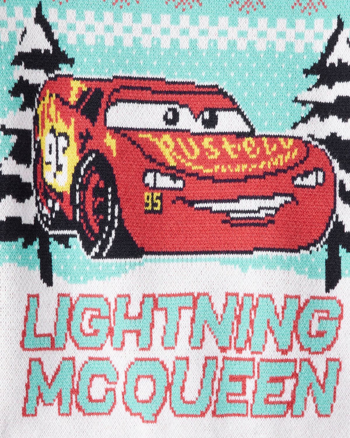 Toddler Boy Cars Lightning McQueen Christmas Sweater - Blue/Red - Image 2