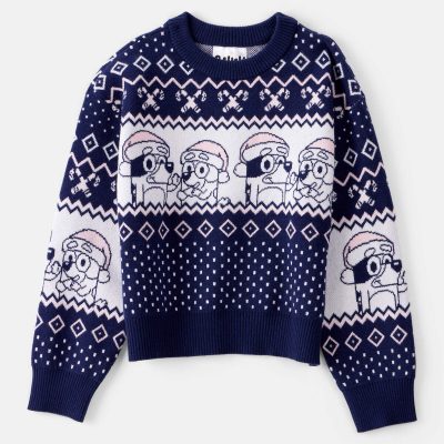 Girls Christmas Bluey™ Long-Sleeve Sweater - Blue