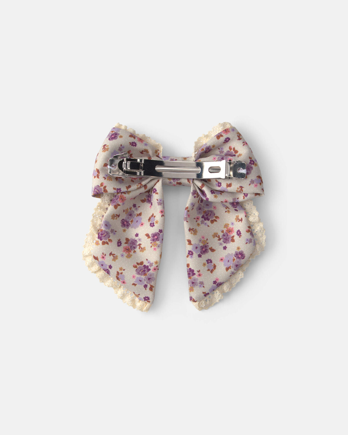 Toddler Girl Floral Lace Hair Bow - Cream - Image 2