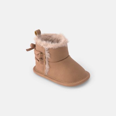 Baby Girl Teddy Fleece Boot - Brown