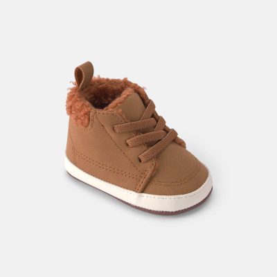 Baby Boy Teddy Fleece High Top - Brown