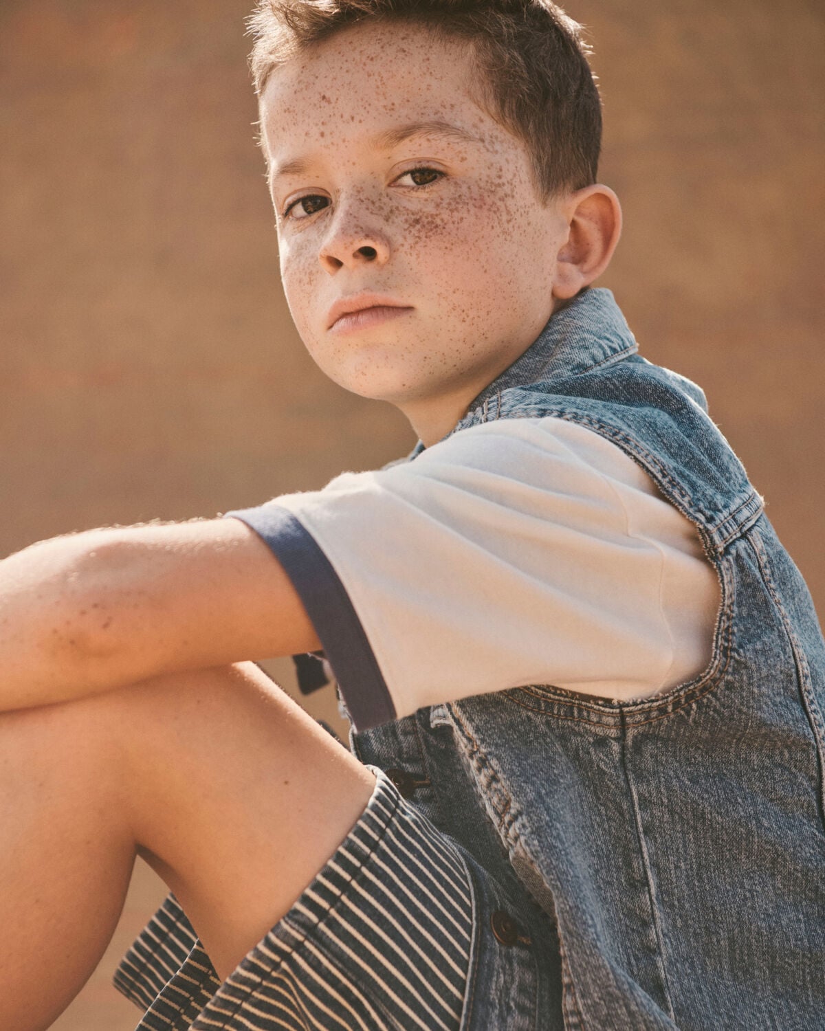 Boys Hickory Stripe Denim Utility Shorts - Dark Wash - Image 2