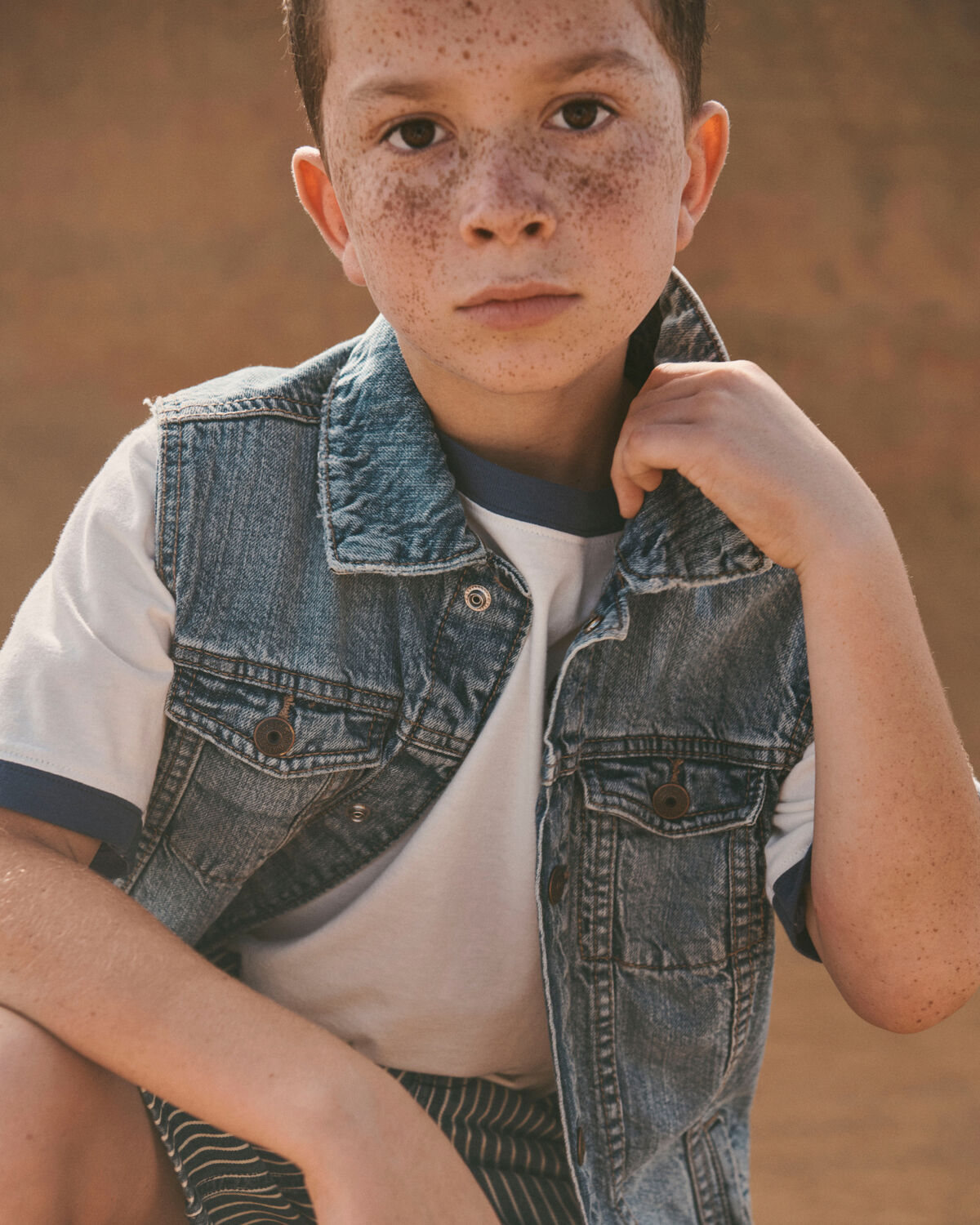 Boys Hickory Stripe Denim Utility Shorts - Dark Wash - Image 3