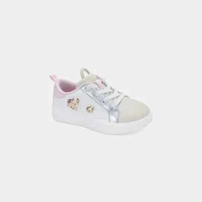 Toddler Girl Colorblock Metallic Heart Sneakers - White/Pink