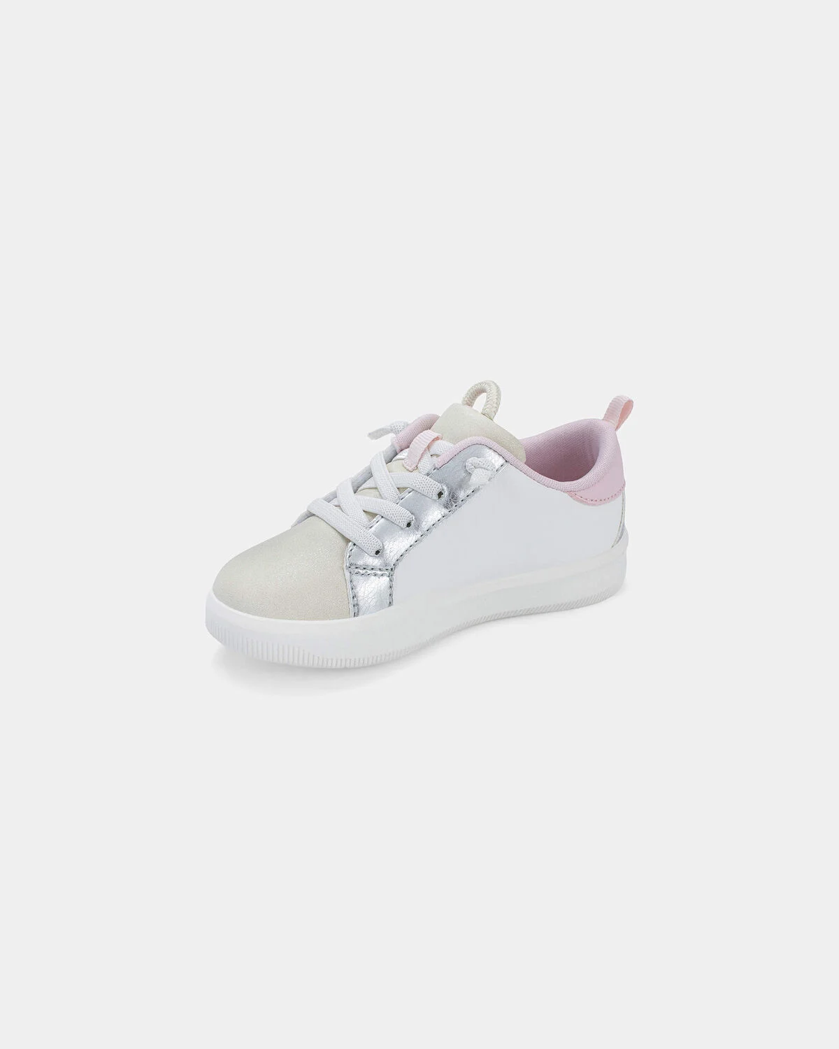 Toddler Girl Colorblock Metallic Heart Sneakers - White/Pink - Image 6