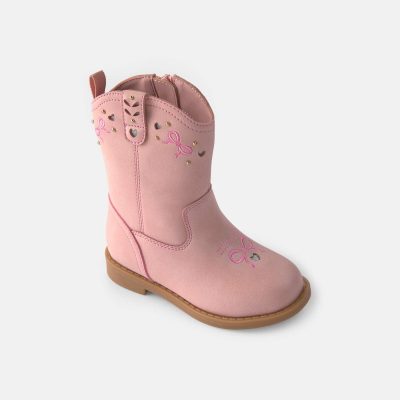 Toddler Girl Bow Cowboy Boots - Pink